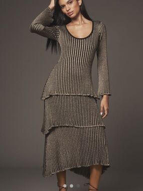 Siempre Tiered Shimmer Midi Dress